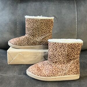 Roxy RG Molly Women's Size 5‎ Leopard Print Faux Fur Lined Boots GUC